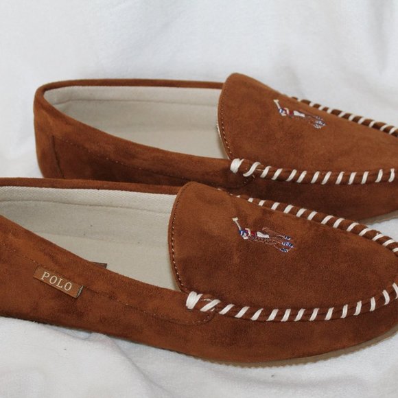 NIB POLO RALPH LAUREN MEN\'S SUEDE PONY‎ EMBROIDERED SLIPPERS main image 5